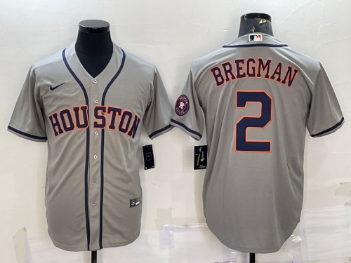 Men's Houston Astros #2 Alex Bregman Gray With Patch Cool Base Stitched Jersey